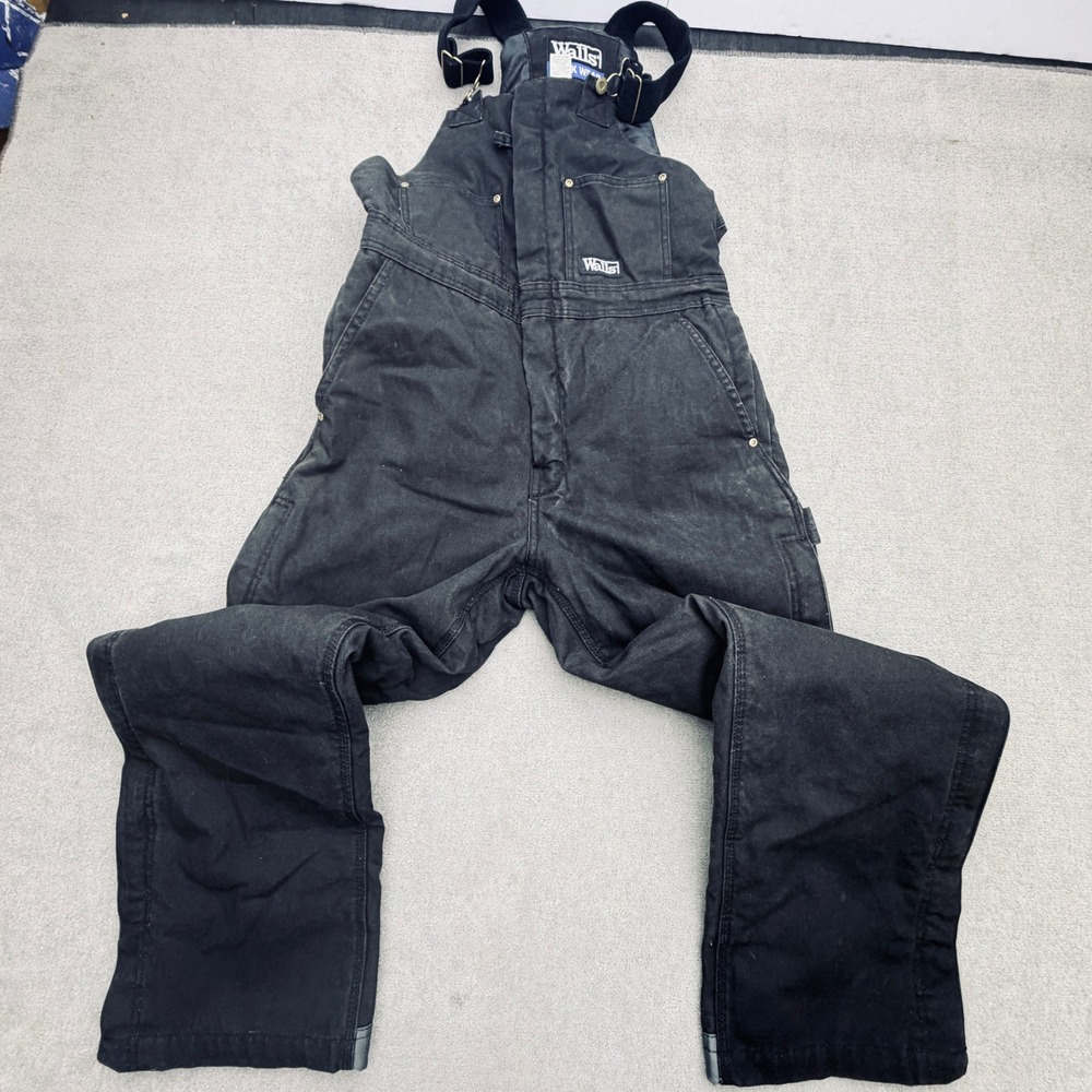 Walls Workwear Mens Med Black Insulated Bib Overalls Quilted Duck Canvas W93003L